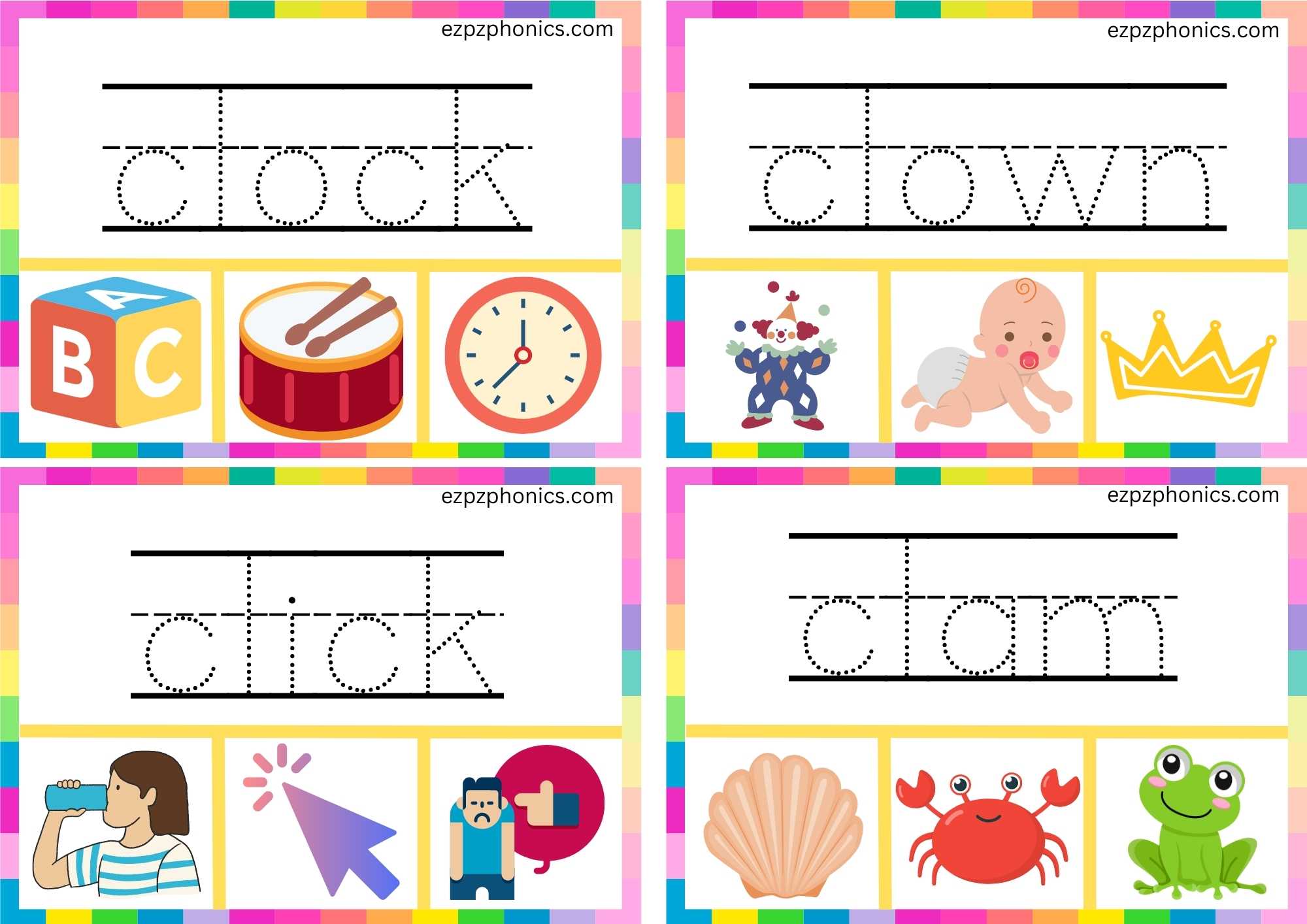 CL Beginning Blends Clip Cards Trace The Words And Clip The Correct Images Set 2